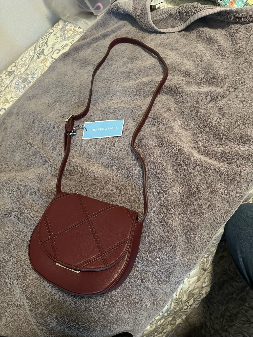 Draper James Burgundy Pebbled Leather Crossbody Bag